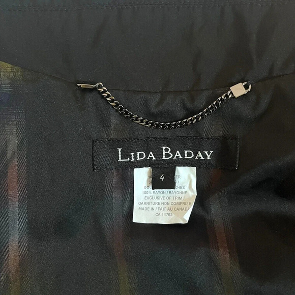 Vintage Lida Baday WOMENS Short Belted Trench  Jacket Black Size 4 - Picture 8 of 10